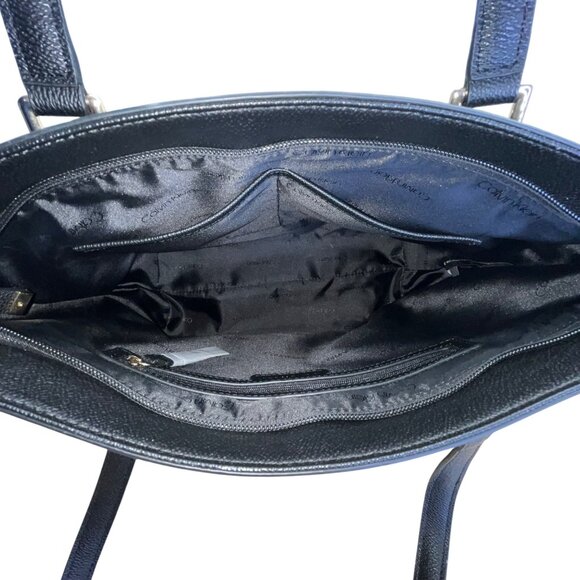 Calvin Klein Black Faux Leather With Gold Chain Detail & Dual Straps Tote Bag - Picture 11 of 14